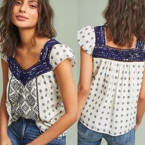 ANTHROPOLOGIE Maeve Top Palm Springs Fringe Blouse